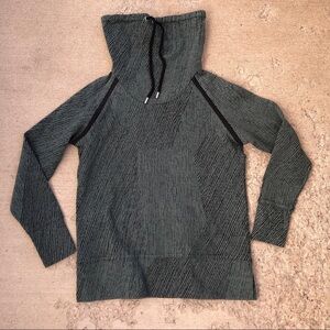 Green and black mock neck textured sweatshirt